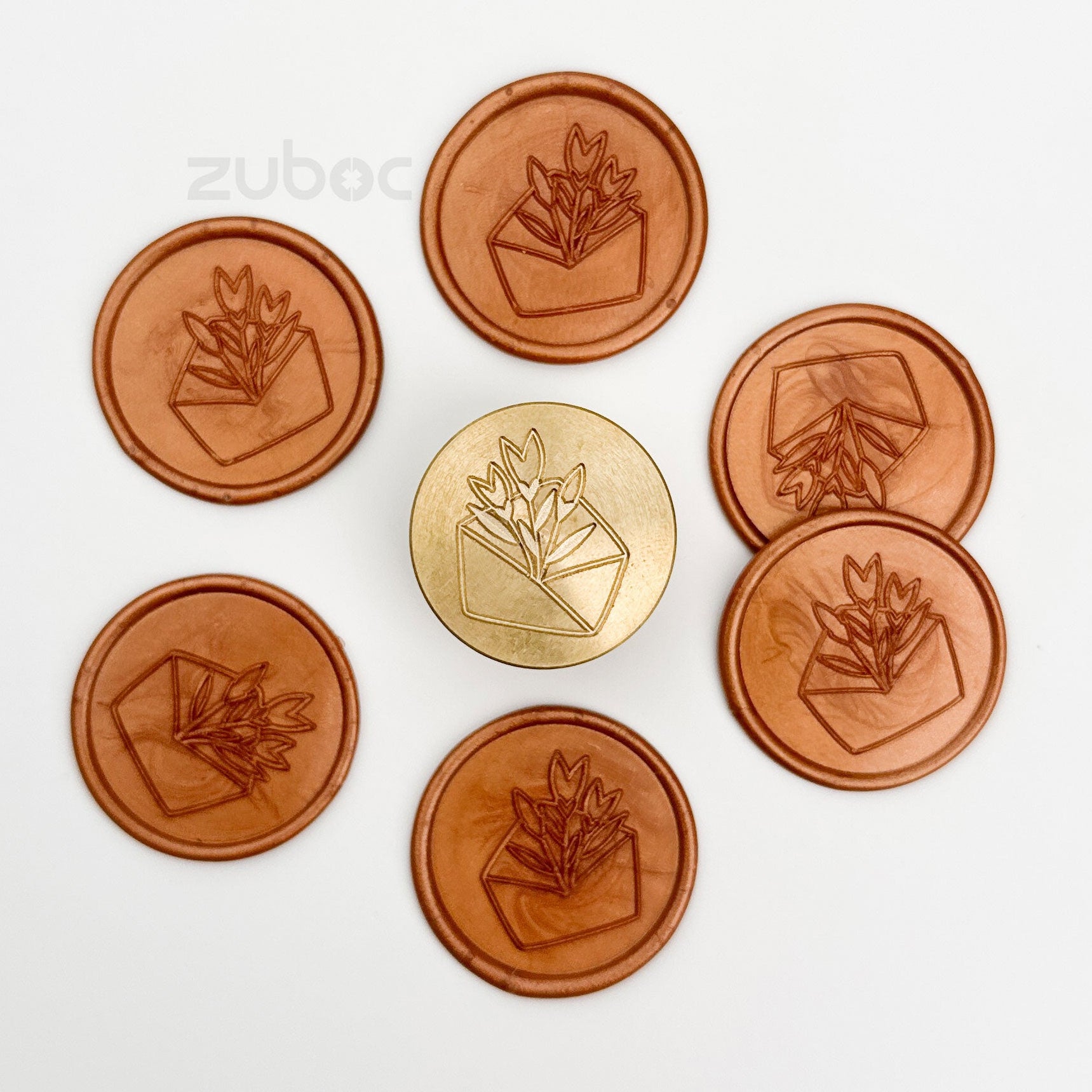 Brown wax stamp with wooden handle for DIY projects