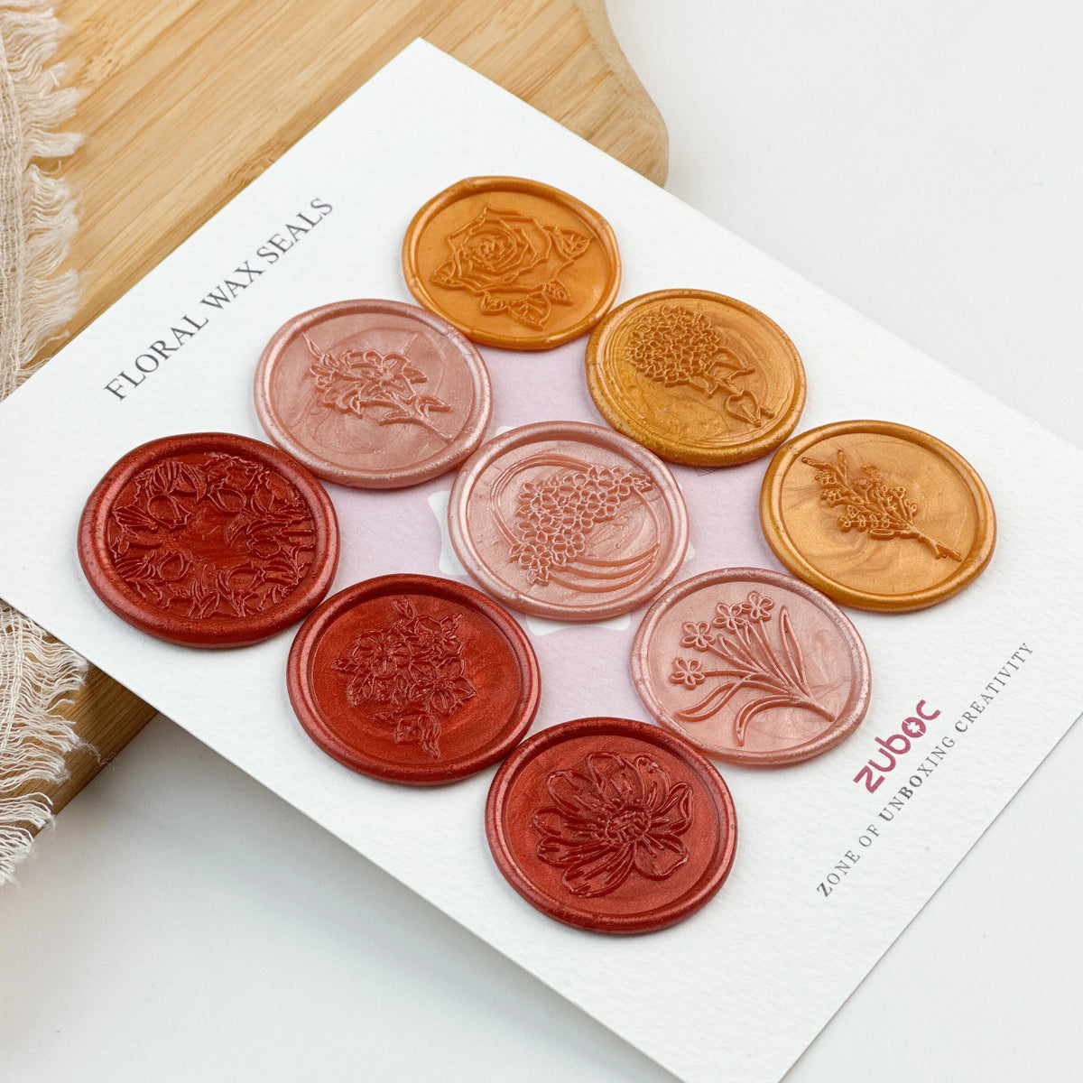 Floral wax seal Stickers for Invitations (Set of 9)