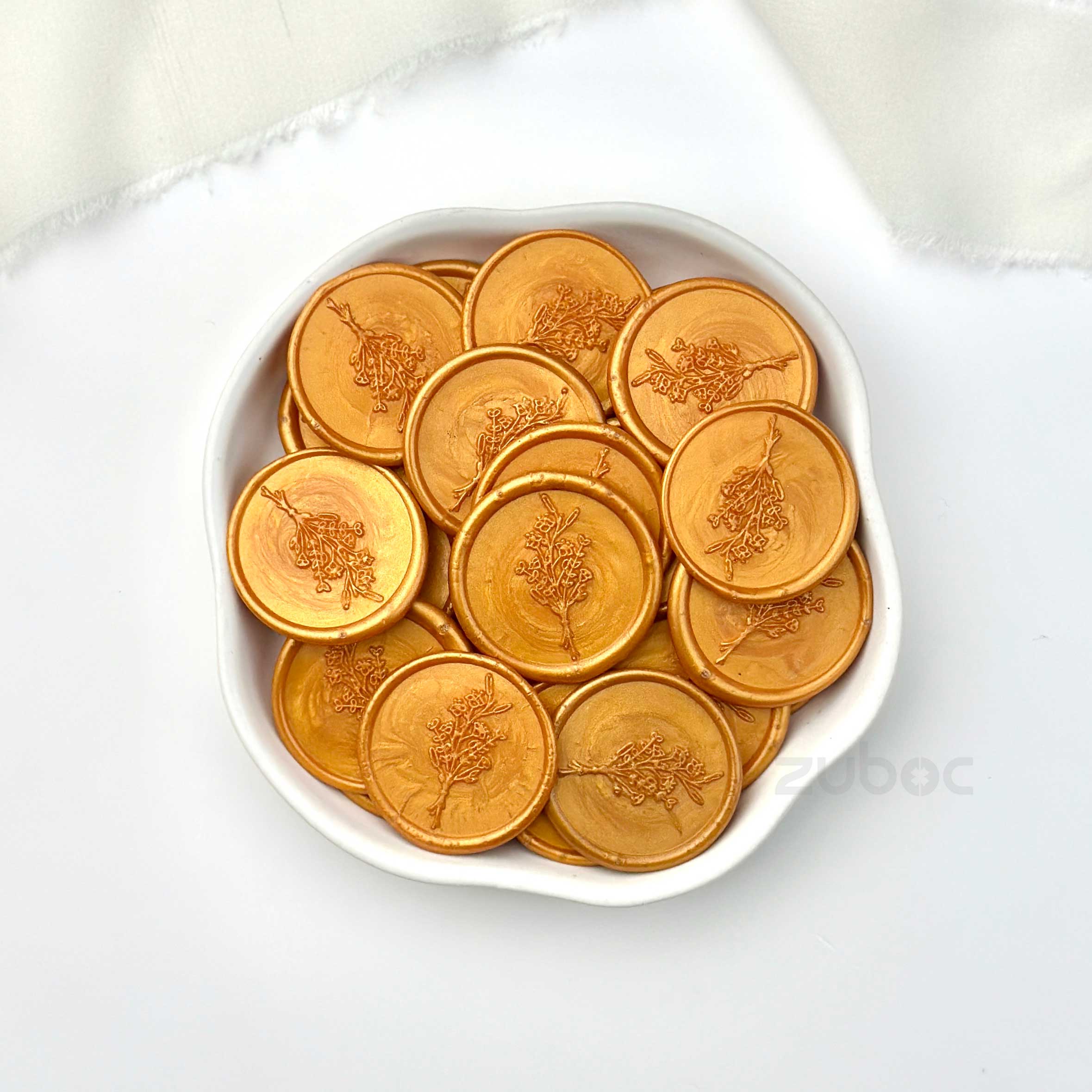 Flower Cluster Wax Seal- Light Gold (set of 5)