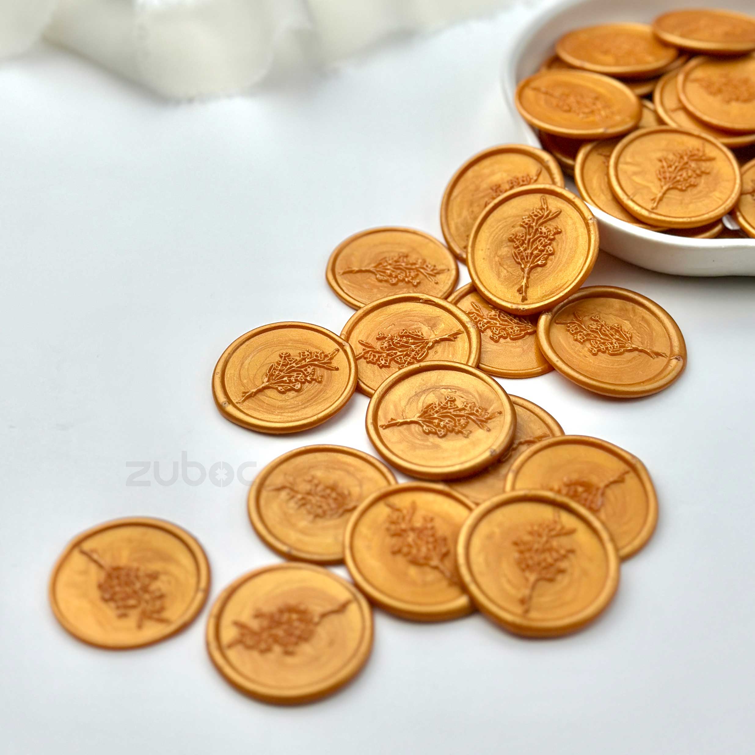 Flower Cluster Wax Seal- Light Gold (set of 5)