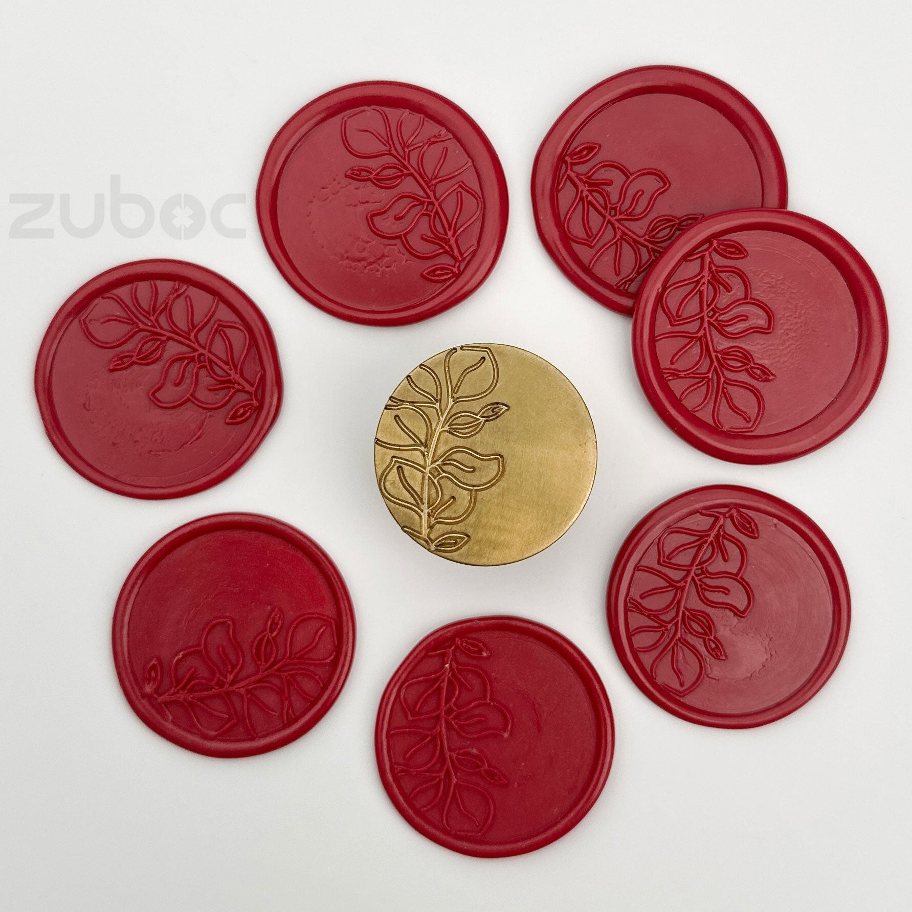 Brown wax stamp with wooden handle for handmade cards