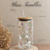 Customised Glass tumbler with bamboo lid & Straw