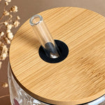 Customised Glass tumbler with bamboo lid & Straw