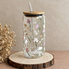 Customised Glass tumbler with bamboo lid & Straw