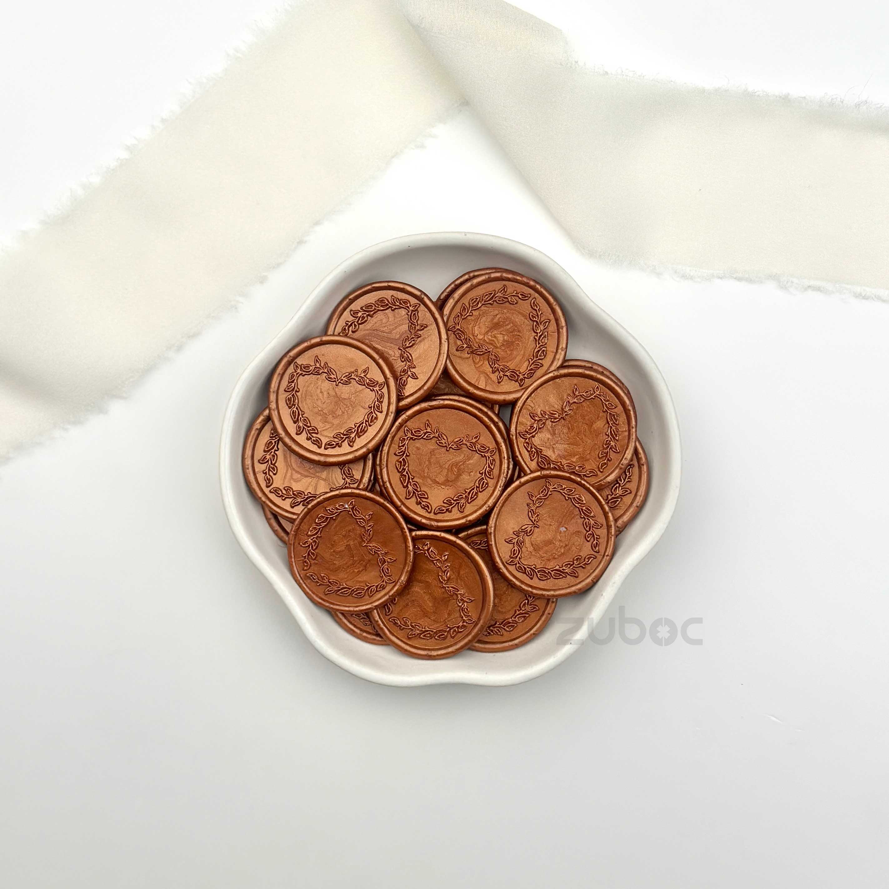 Heart Wreath Wax Seal - Bronze Gold ( Set of 5 )