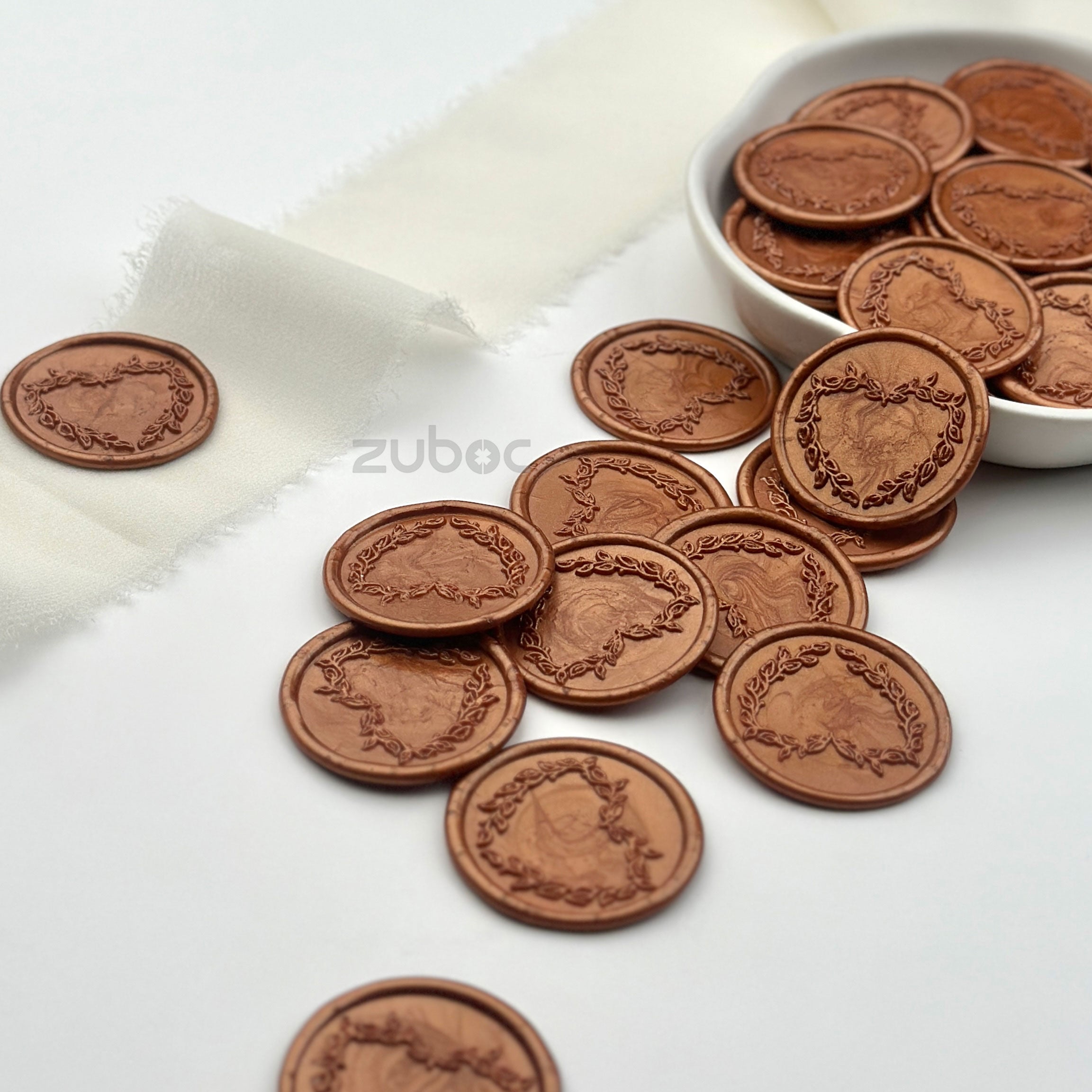 Heart Wreath Wax Seal - Bronze Gold ( Set of 5 )