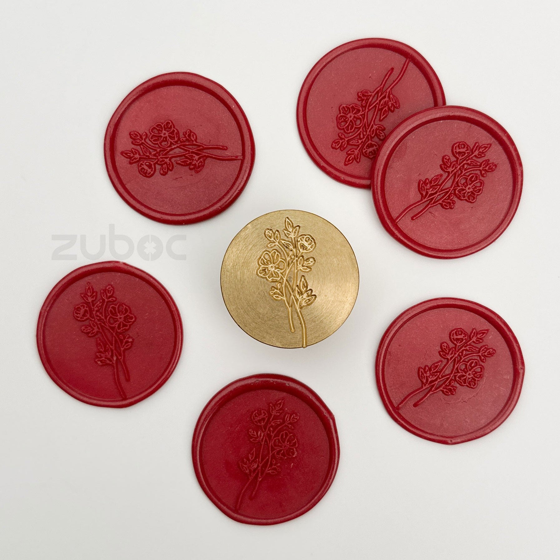 Brown wax stamp with wooden handle for handmade cards