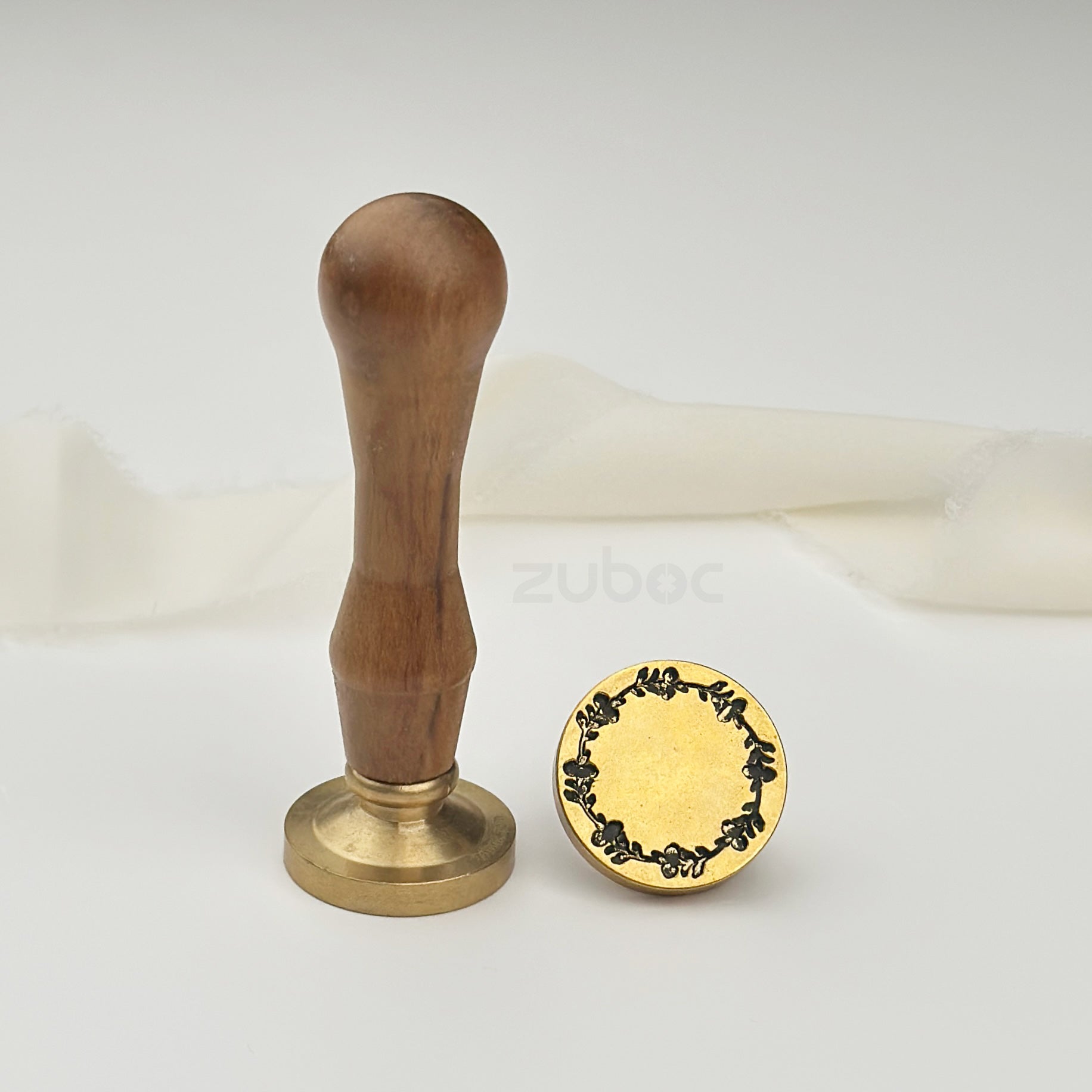 Jasmine Wreath Wax Stamp with Wooden Handle