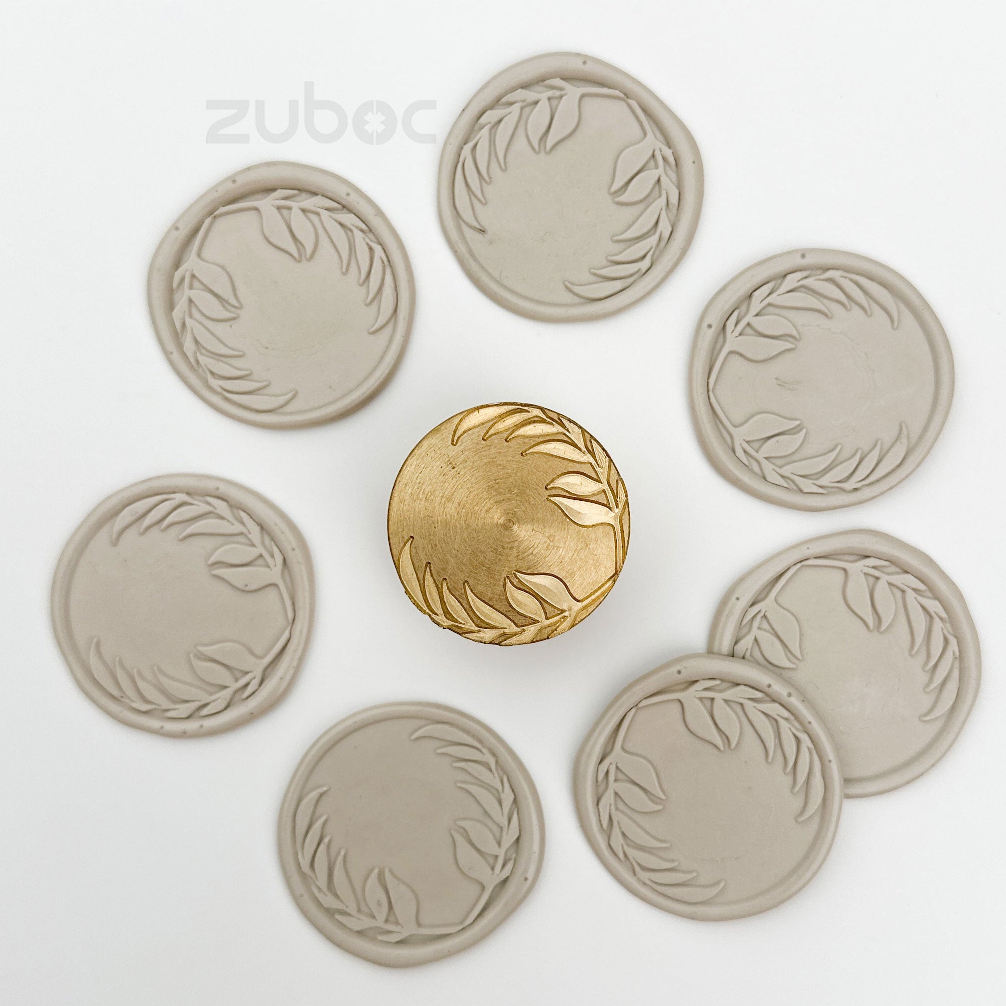 Brown wax stamp with wooden handle for handmade cards