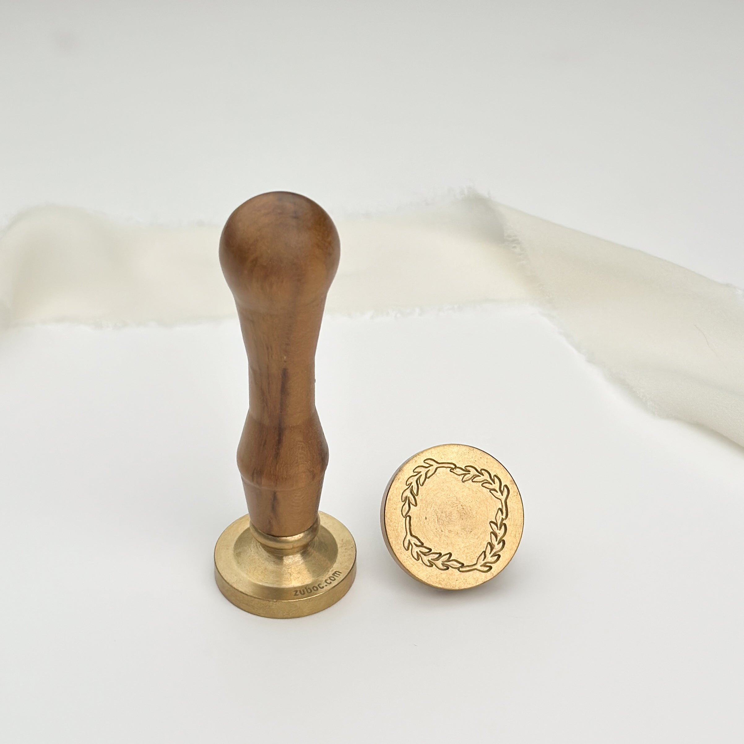 Leaf Wreath Wax Stamp with Wooden Handle