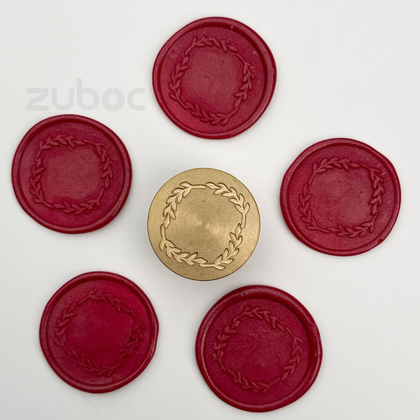 Leaf Wreath Wax Stamp with Wooden Handle