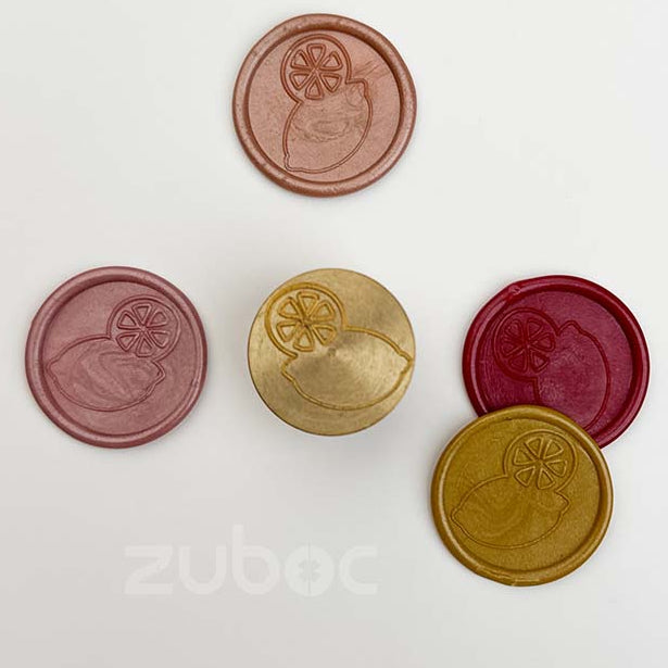 Lemon wax stamp with wooden handle for DIY projects