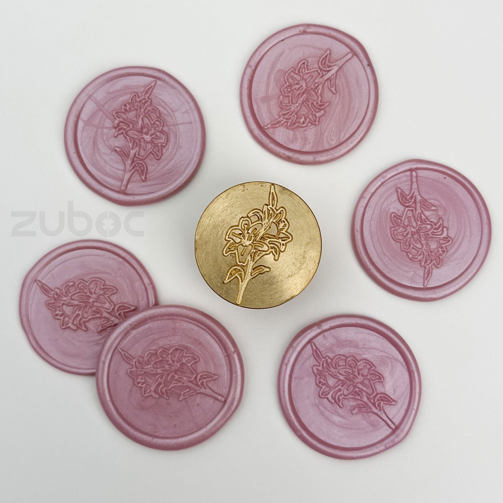 Brown wax stamp with wooden handle for DIY projects