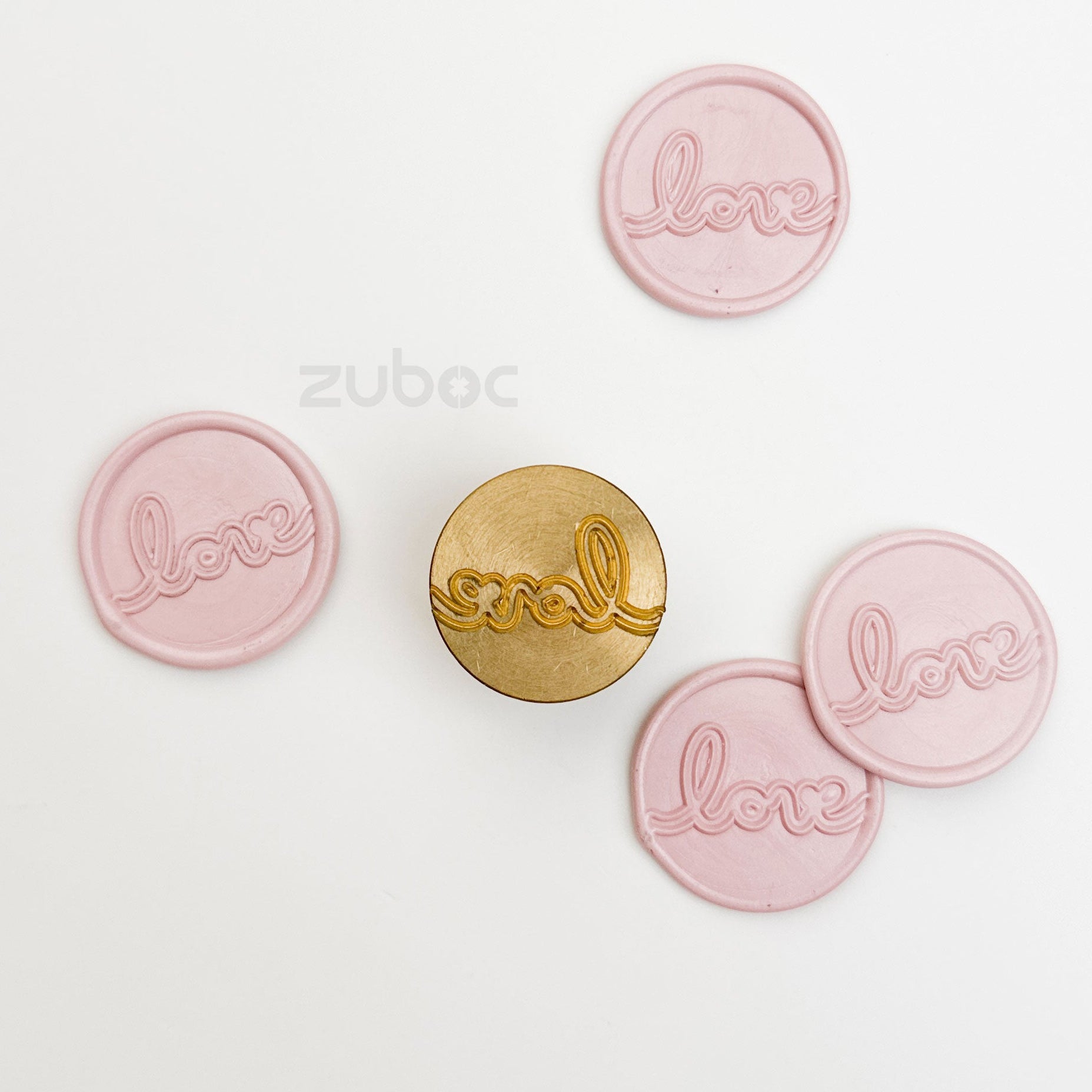 Brown wax stamp with wooden handle for handmade cards