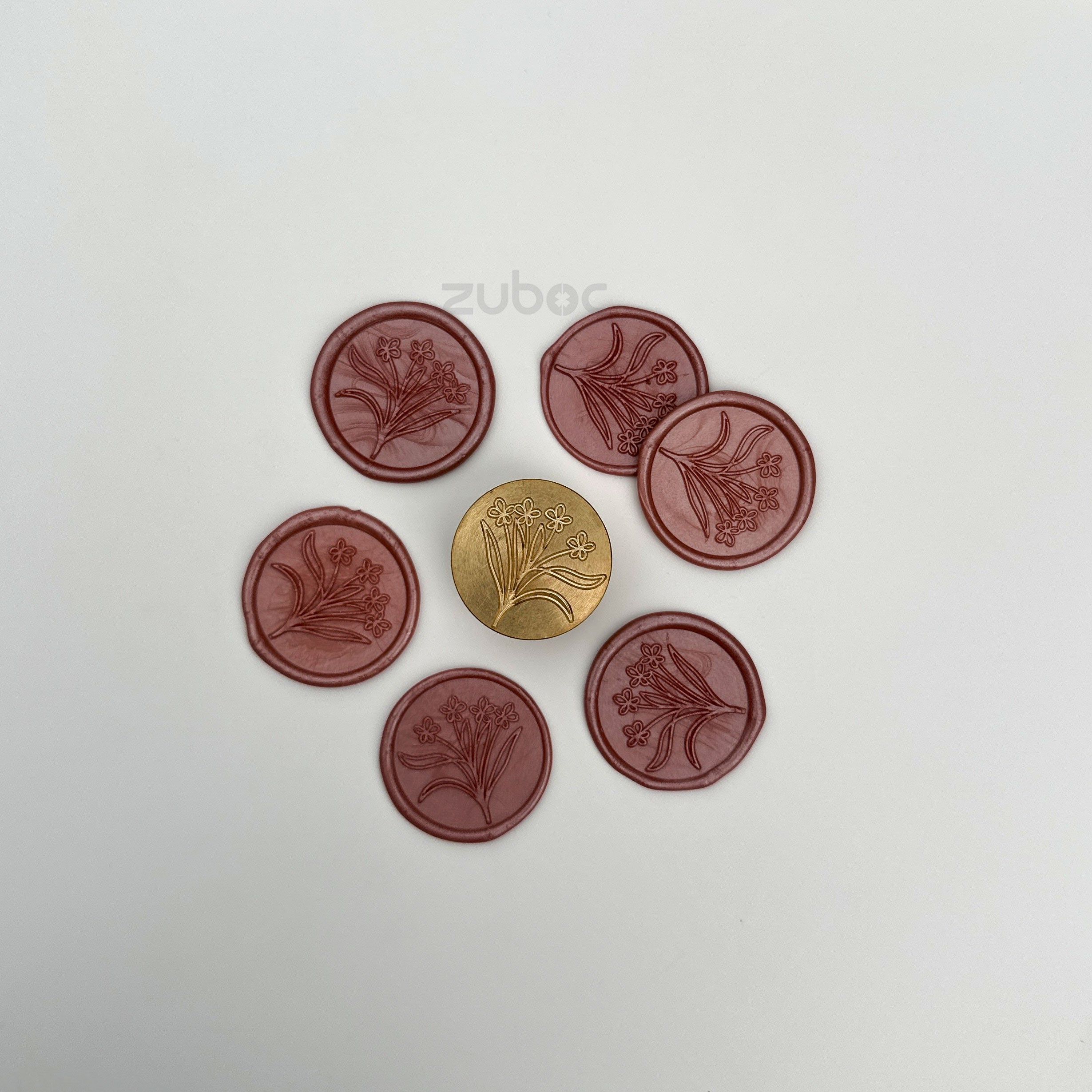 Mini Flower Wax Stamp with Wooden Handle
