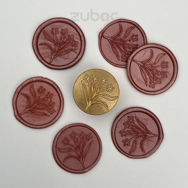 Mini Flower Wax Stamp with Wooden Handle