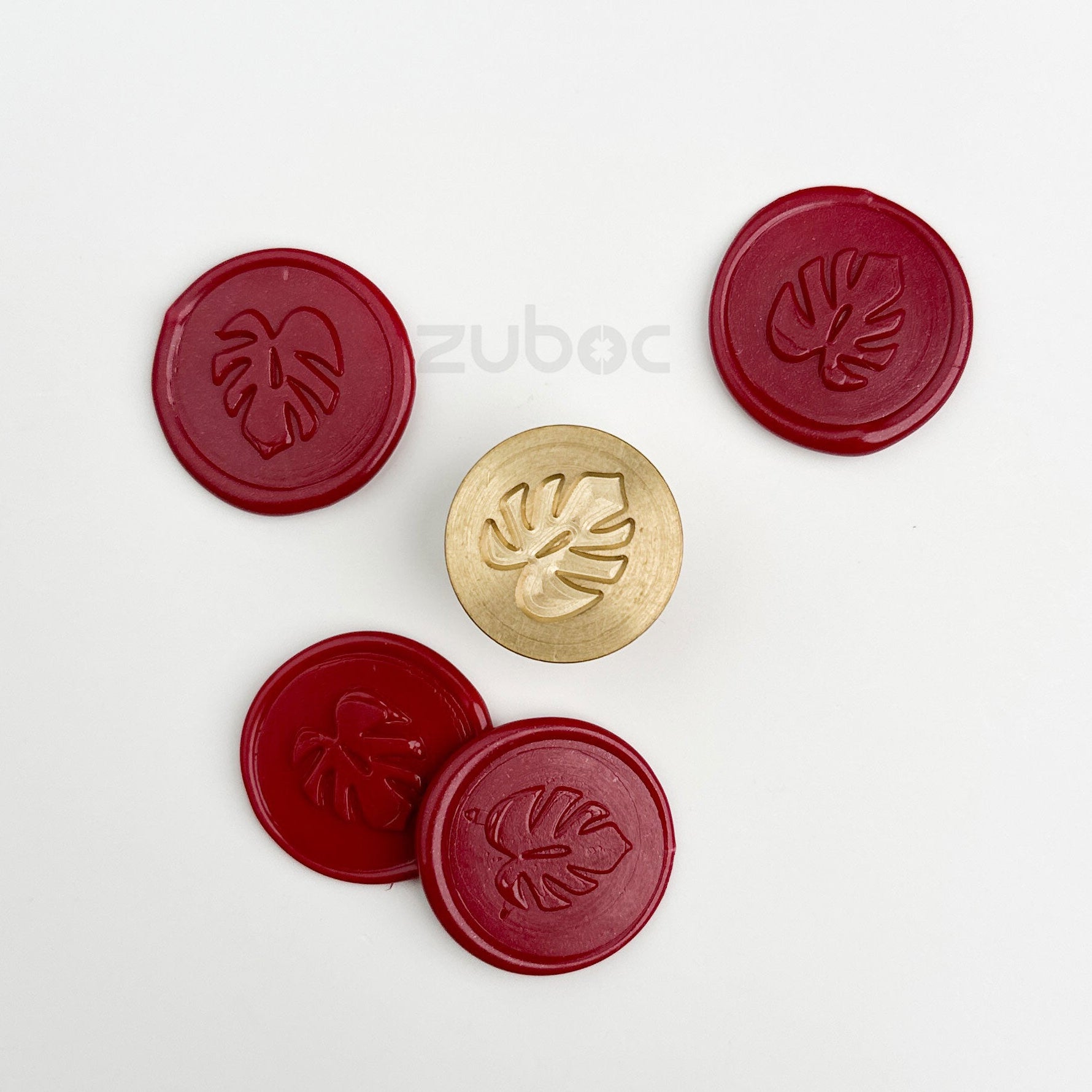 Brown wax stamp with wooden handle for handmade cards