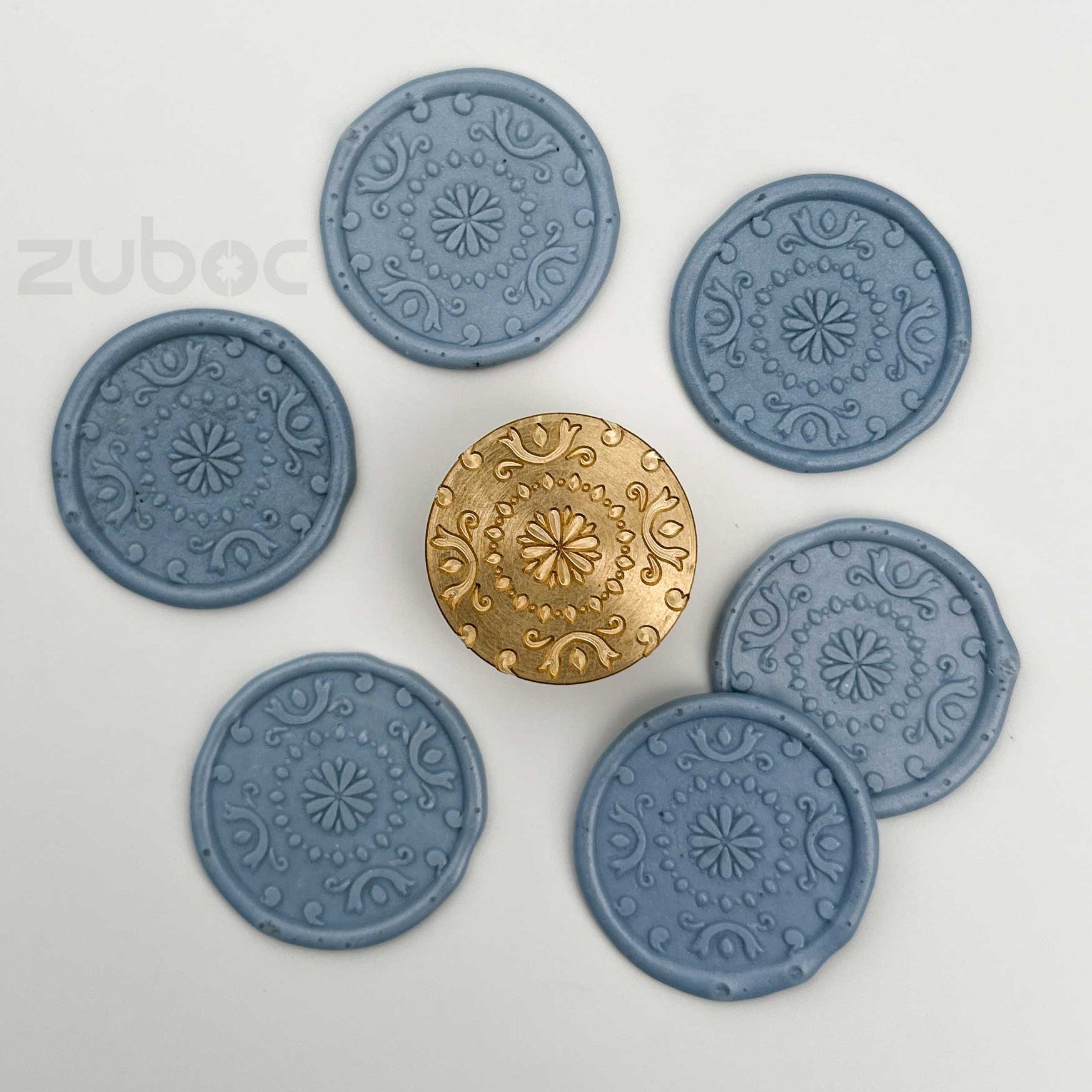 Brown wax stamp with wooden handle for DIY projects