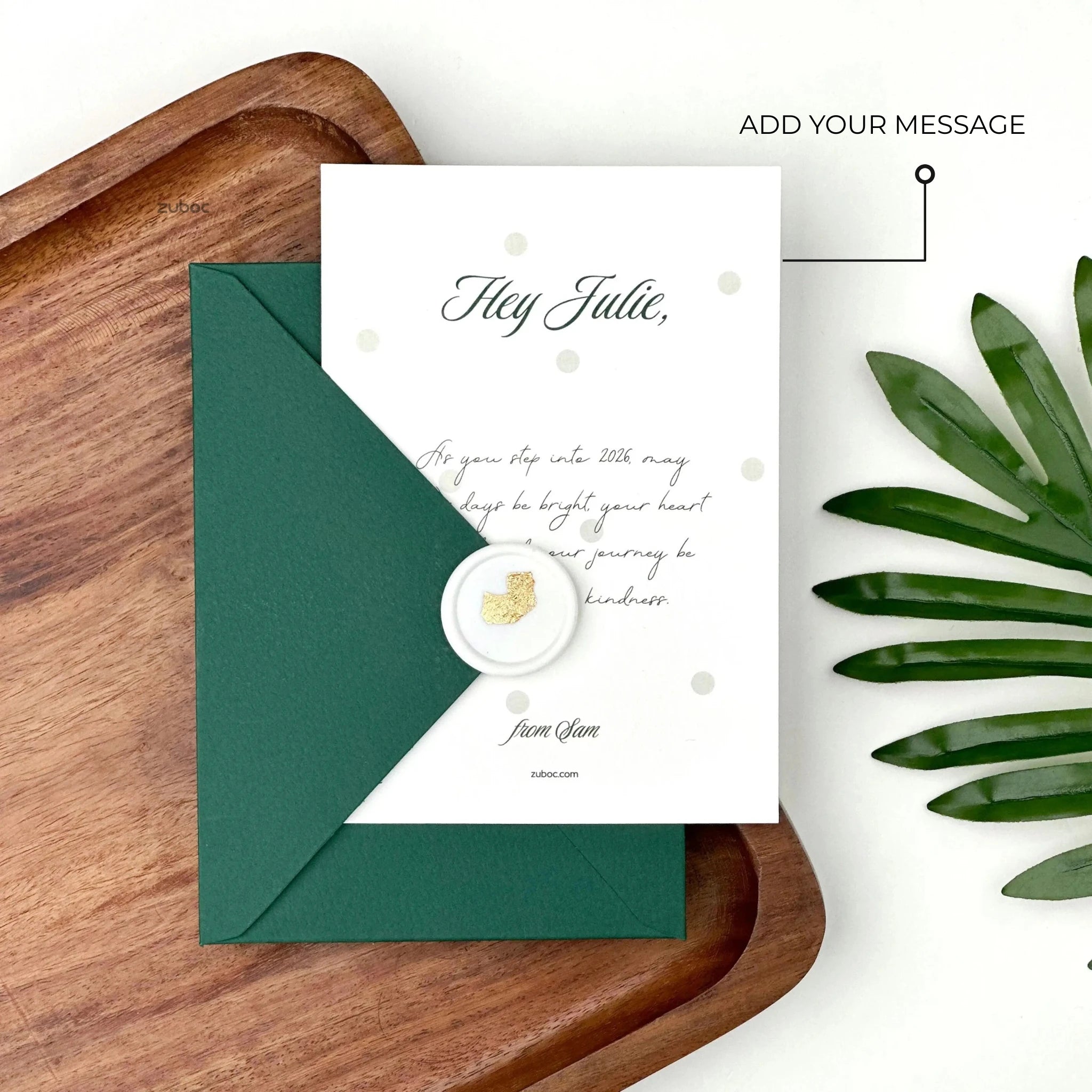 Personalized Green Winter New Year Card