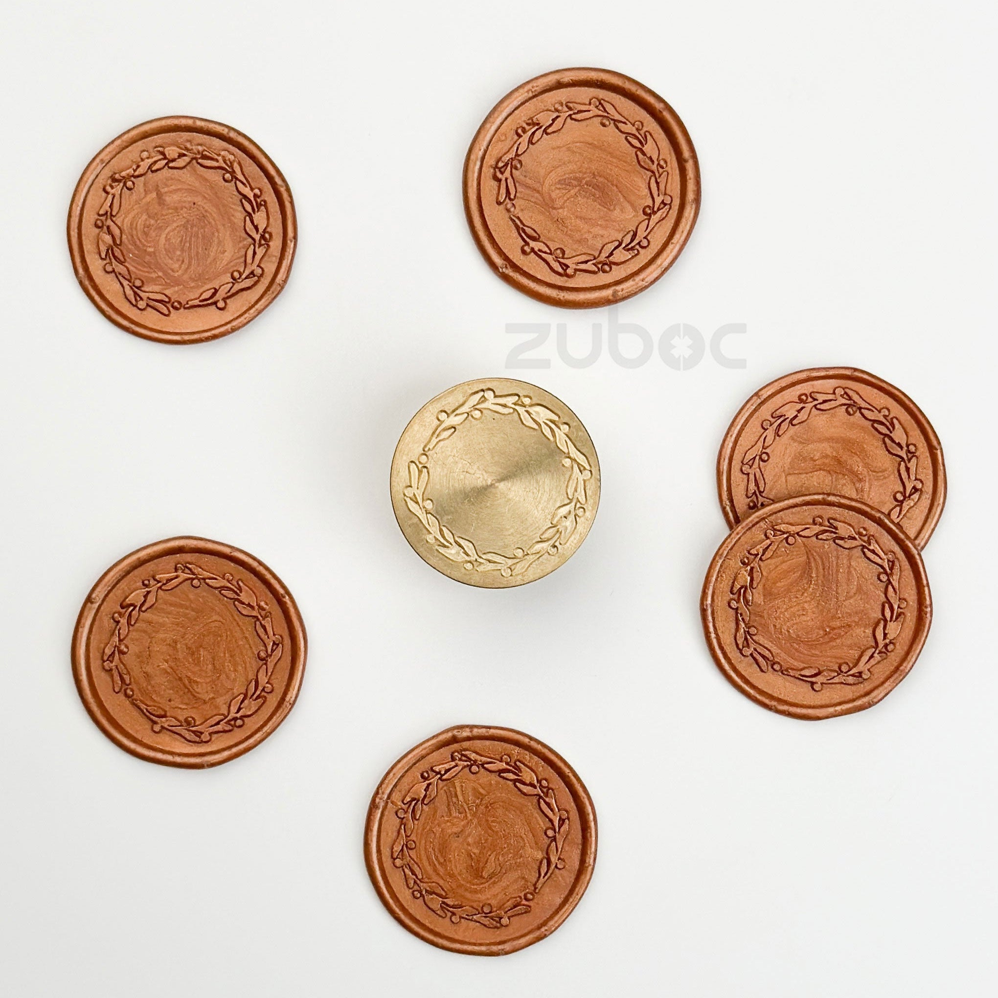 Olive wax stamp with wooden handle for handmade cards