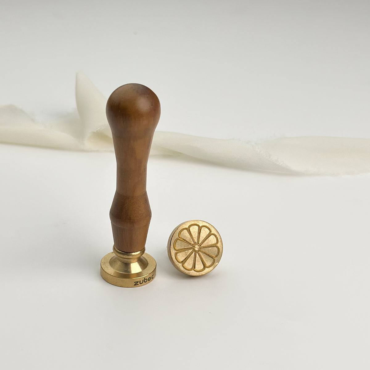 Orange Slice -1 Wax Stamp with Wooden Handle