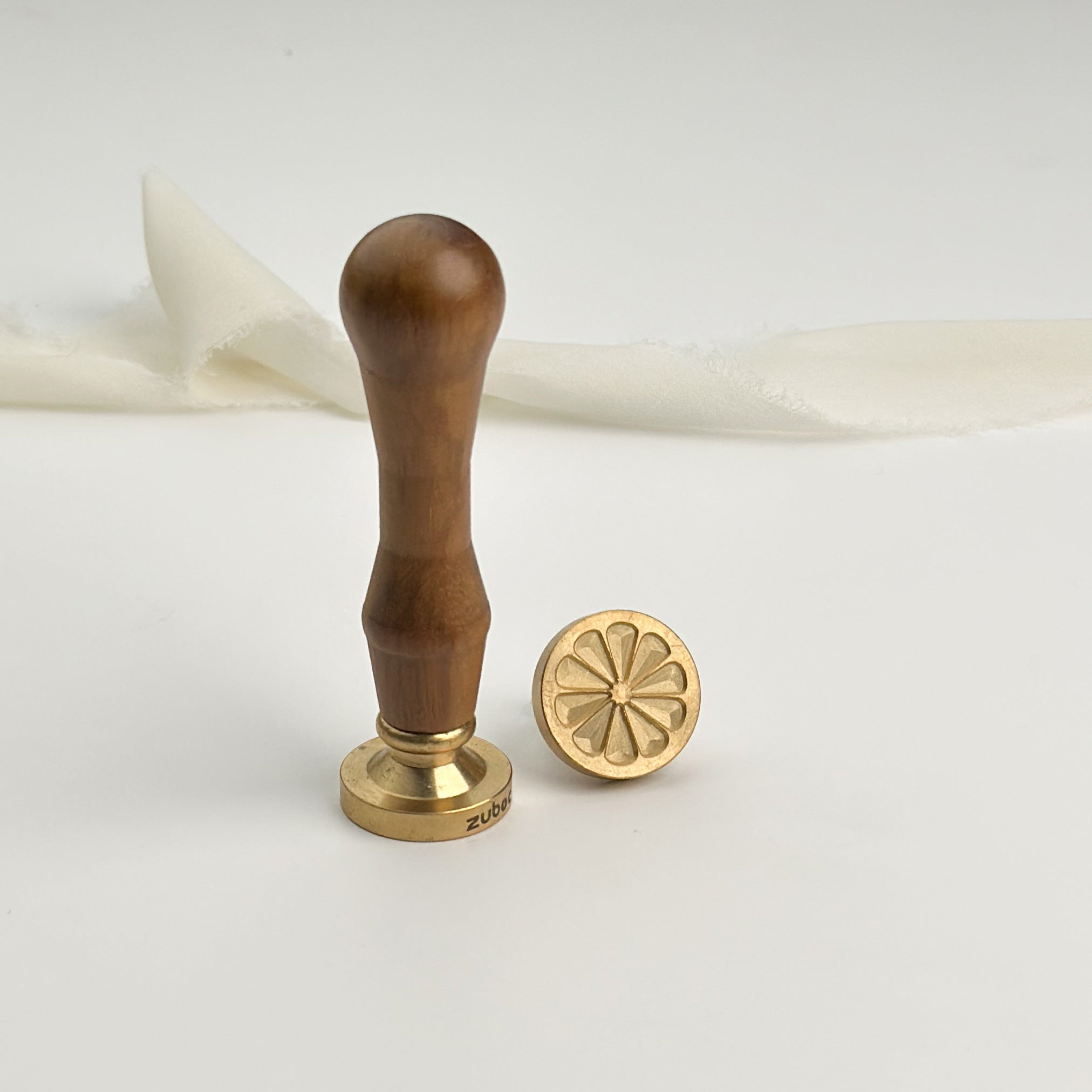 Orange Slice -2 Wax Stamp with Wooden Handle