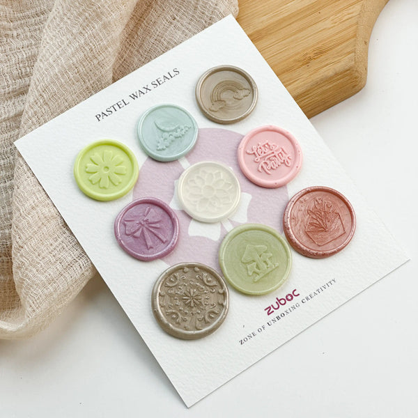 Pastel Wax Seals Stickers for Invitations (Set of 9)