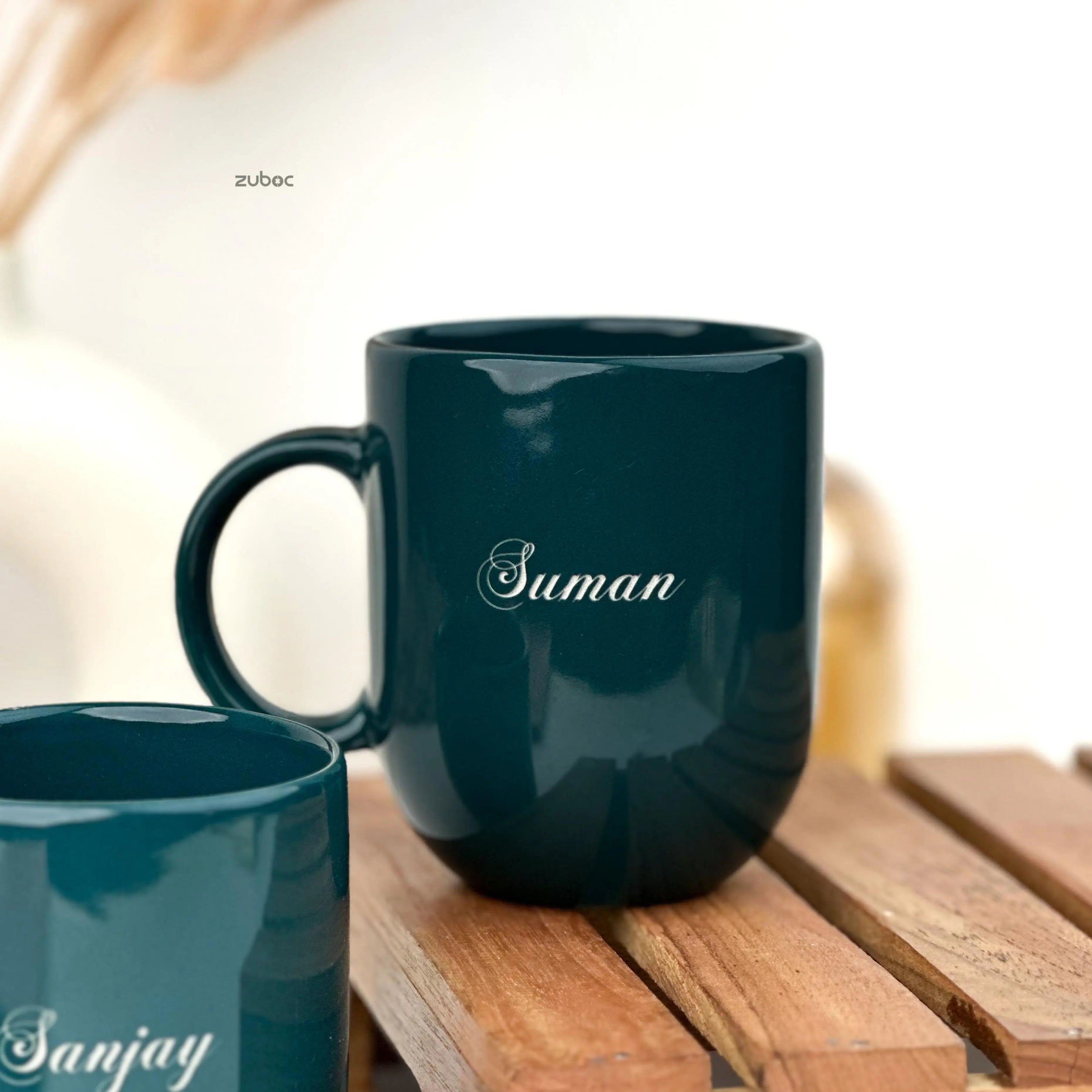 Custom Minimalist Ceramic Mug - Personalized Name Engraving
