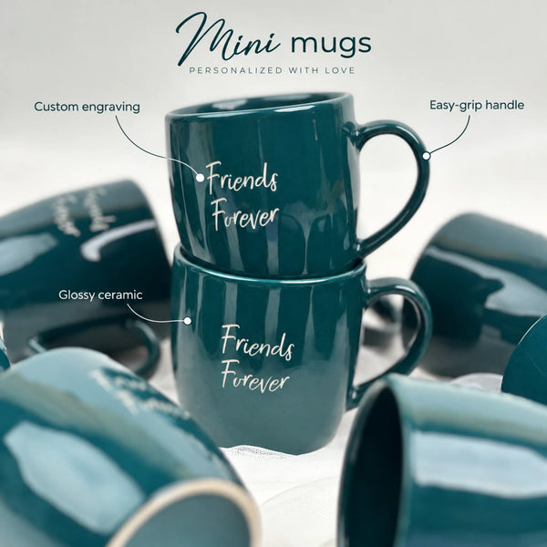 Personalized Ceramic Mini -Cute Mug/For Gifting-Teal Blue