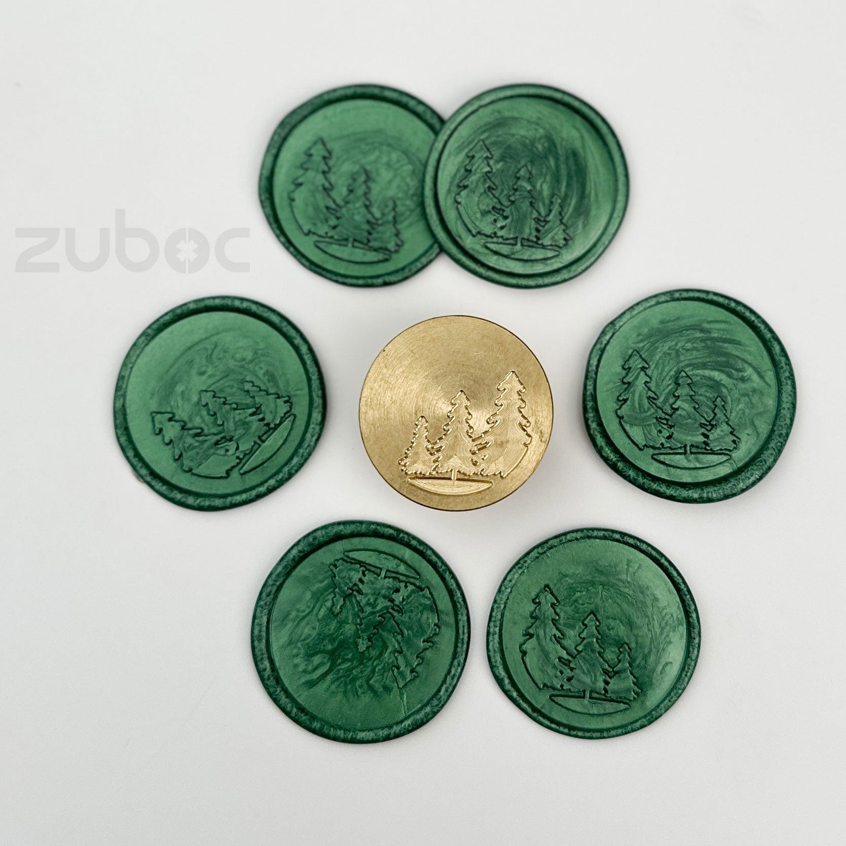 Brown wax stamp with wooden handle for handmade cards