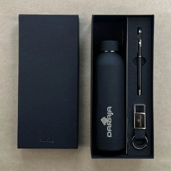 The Prestige Corporate Gift Box/Hamper - Customized Bottle, Metal Pen & Keychain Combo