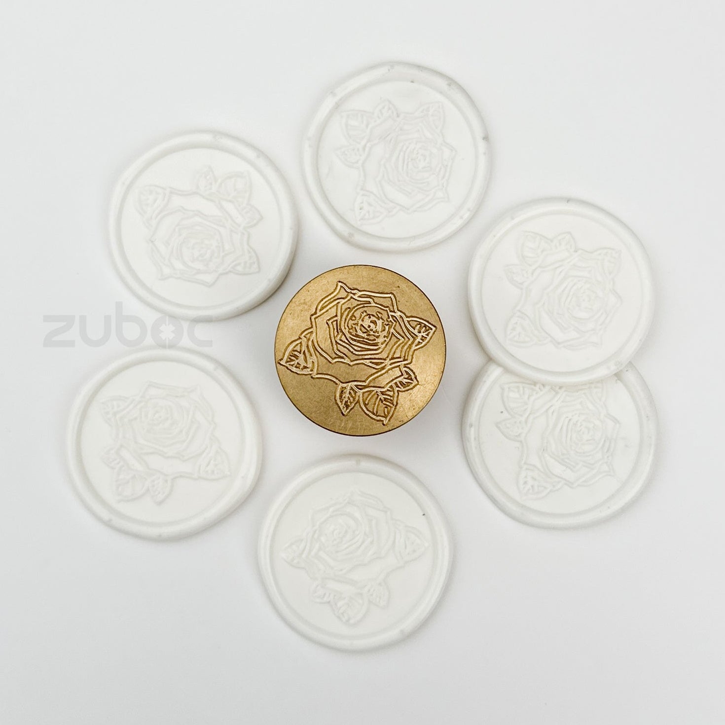 Rose wax stamp with wooden handle for handmade cards