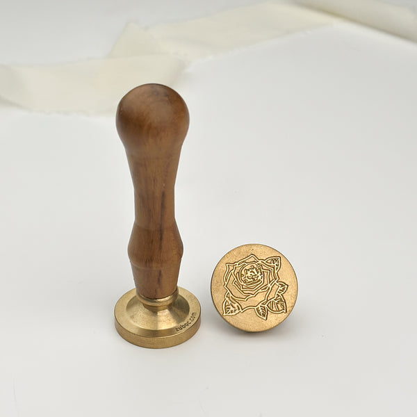 Rose-2 Wax Stamp with Wooden Handle
