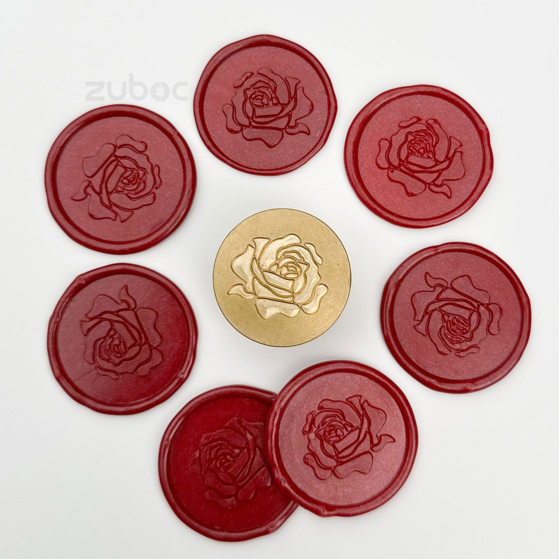 Rose wax stamp with wooden handle for handmade cards