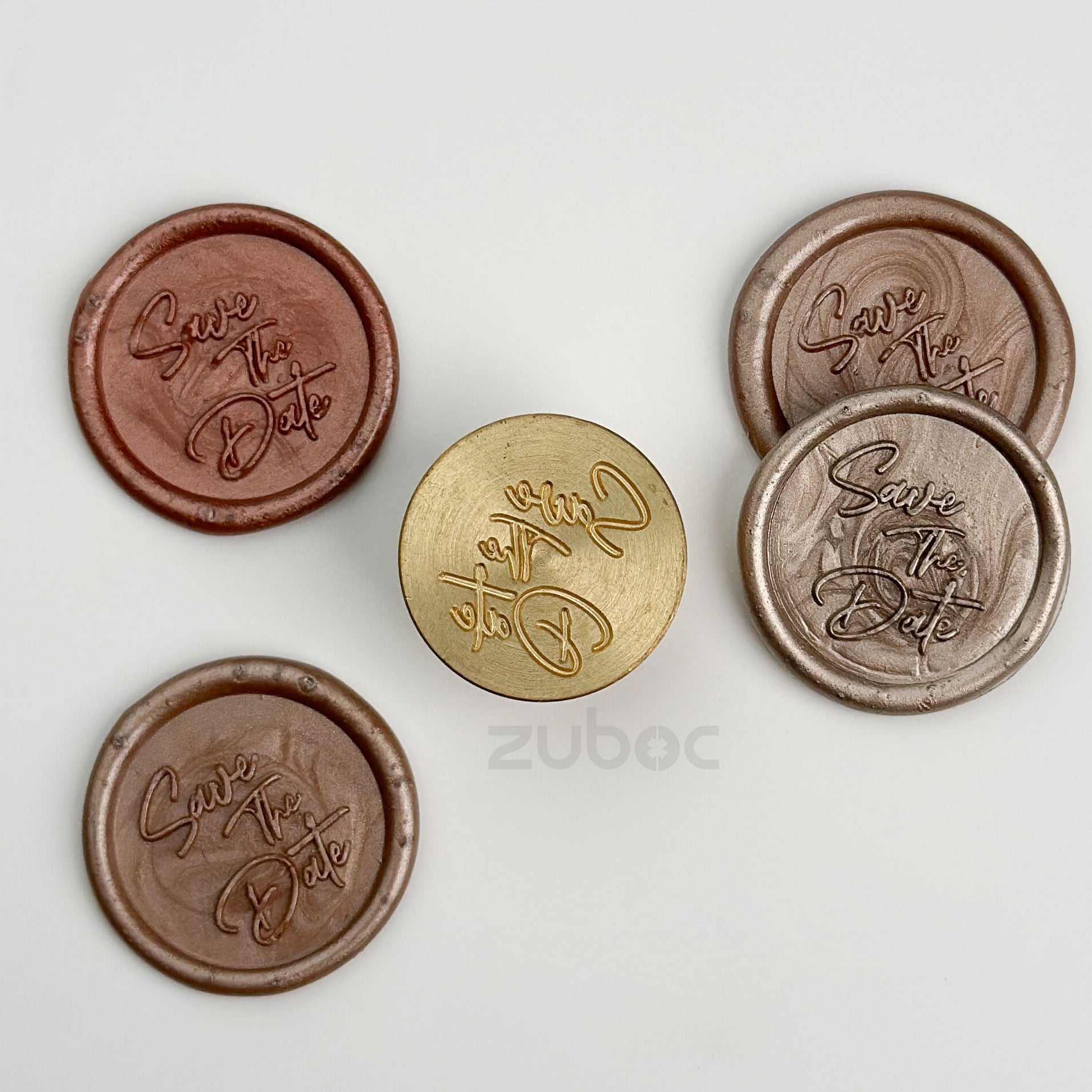 Brown wax stamp with wooden handle for handmade cards