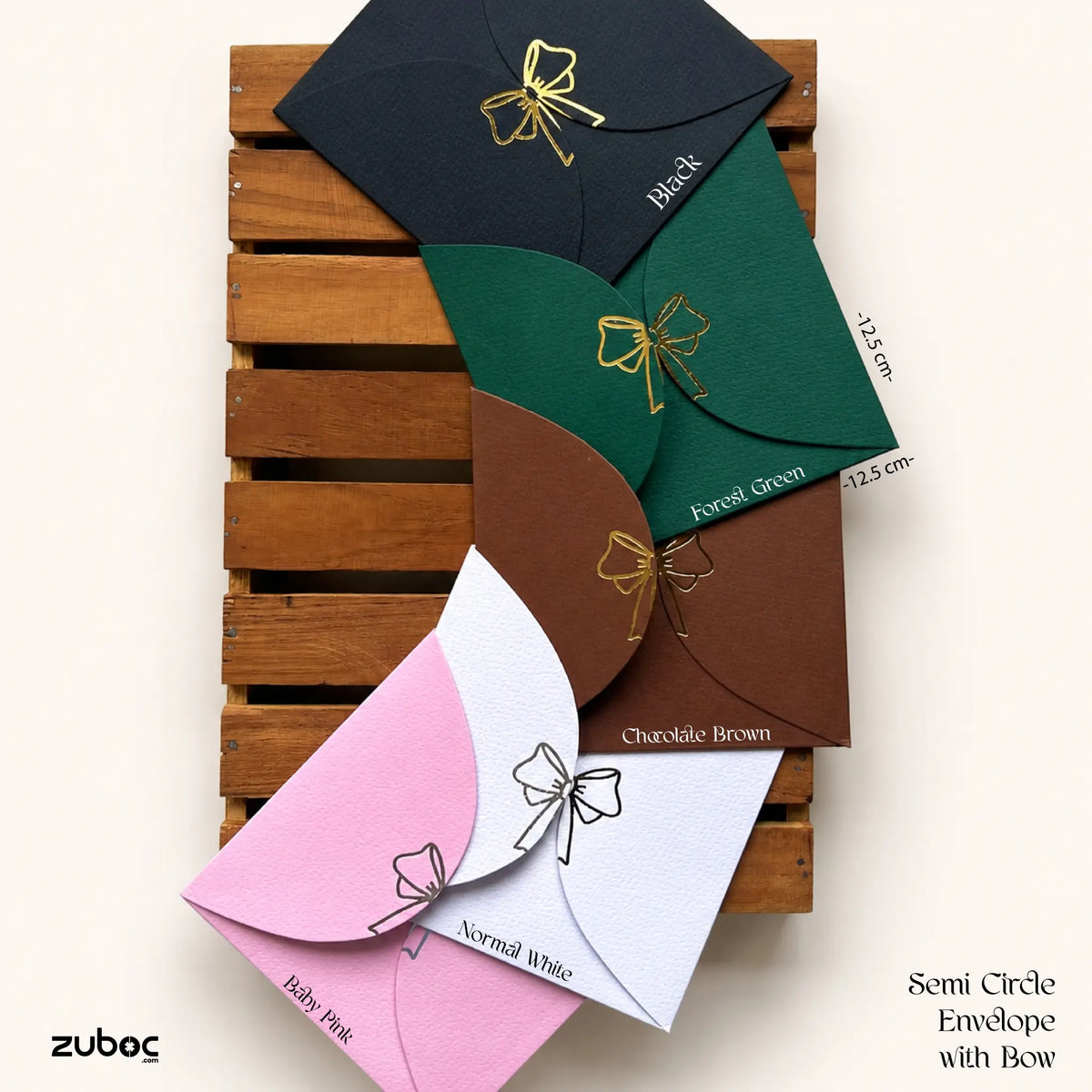 Semi Circle Envelope With Foil Bow (set of 5)