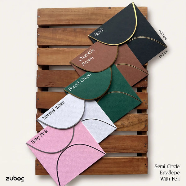 Semi Circle Envelope With Foil (line) ( Set of 5) - 10.2*10.2 CM