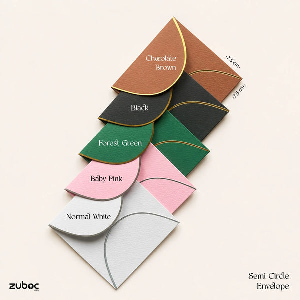 Semi Circle Envelope With Foil (line) ( Set of 5) - 7.5*7.5 CM
