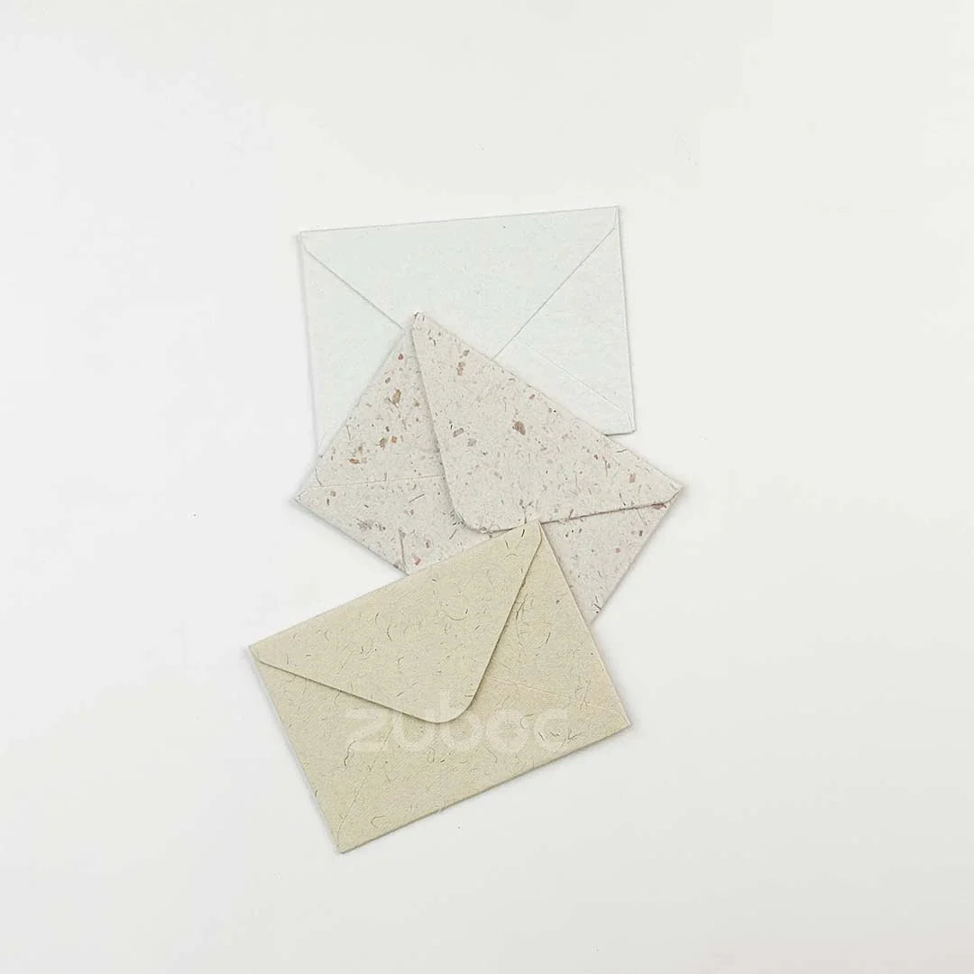 Shades of Dove C7 counter flap envelopes set of 3 in handmade white, seed paper, and cream white from Zuboc ? premium handmade papers for weddings, gifting, eco-themed events, and creative stationery-2