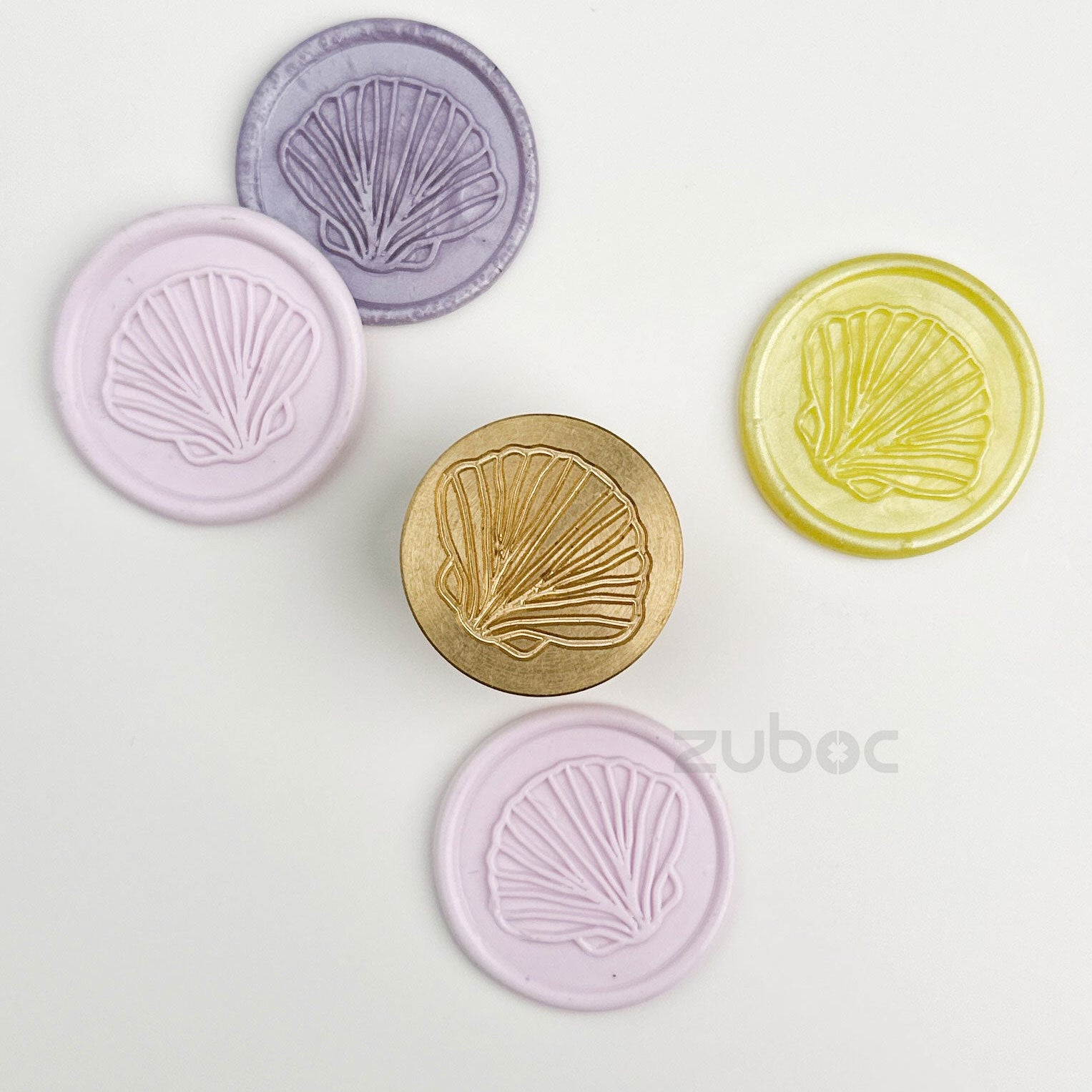 Brown wax stamp with wooden handle for handmade cards