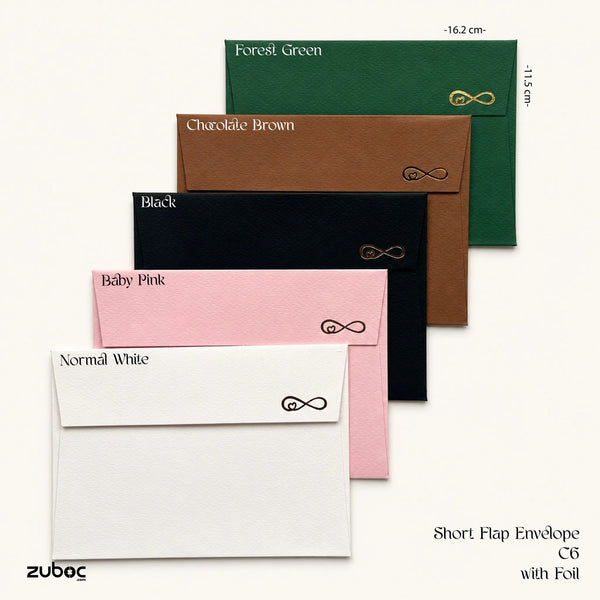 Short Flap envelope with foil ( Set of 5 ) | C6/A6 | 16.2*11.5 cm