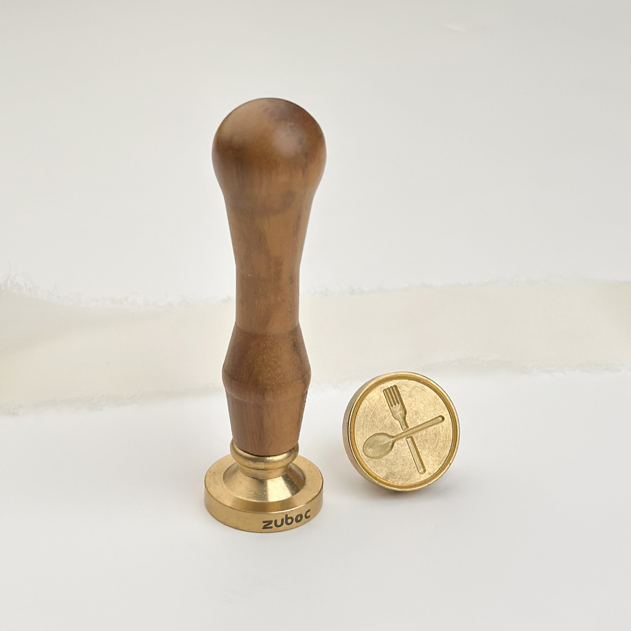 Spoon and Fork Wax Stamp with Wooden Handle