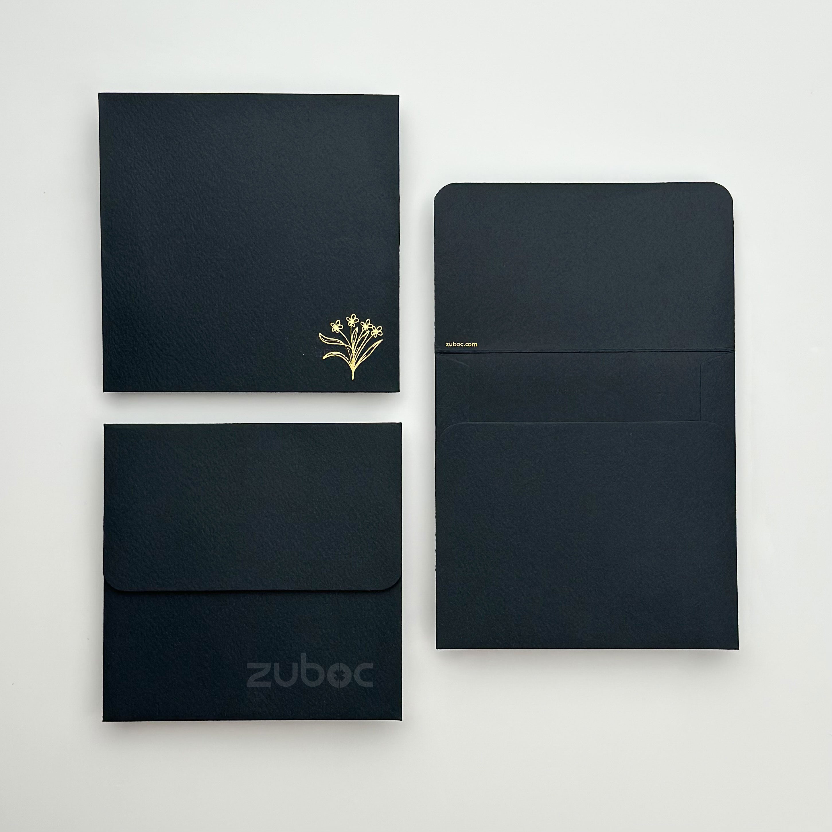Square Envelope With Foil(Mini Flower) (Set of 5)