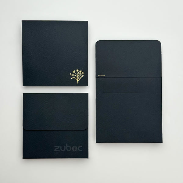 Square Envelope With Foil(Mini Flower) (Set of 5)