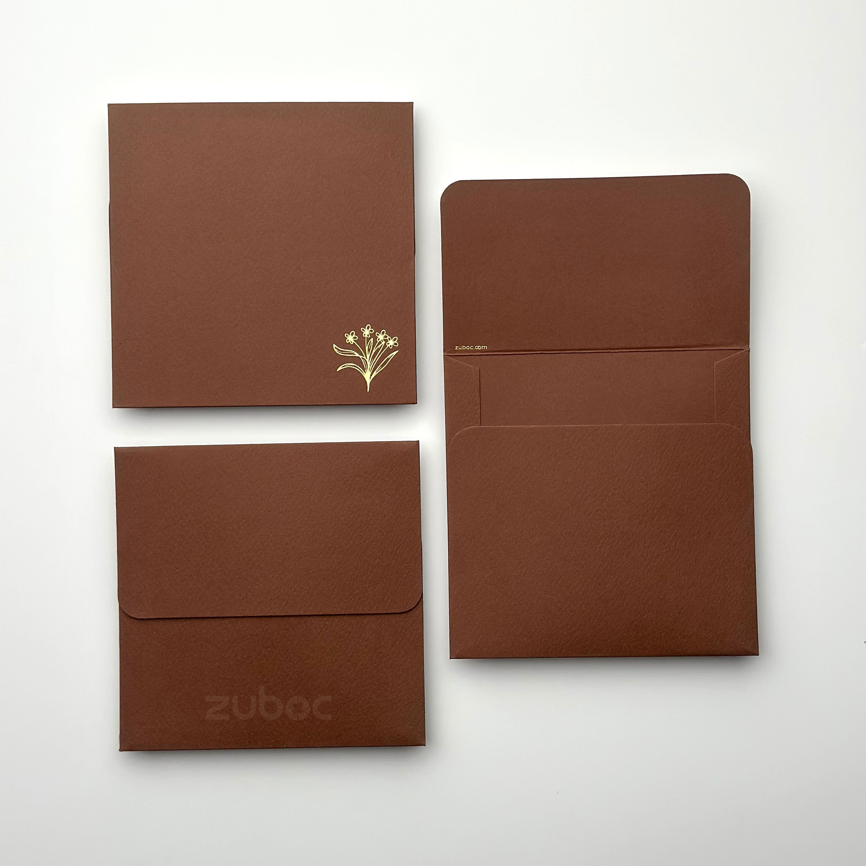 Square Envelope With Foil(Mini Flower) (Set of 5)