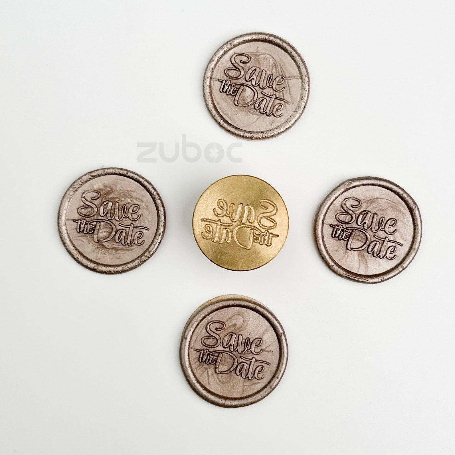 Brown wax stamp with wooden handle for handmade cards