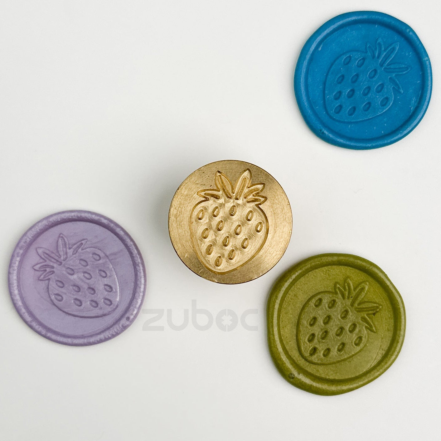 Strawberry wax stamp side view for handmade cards