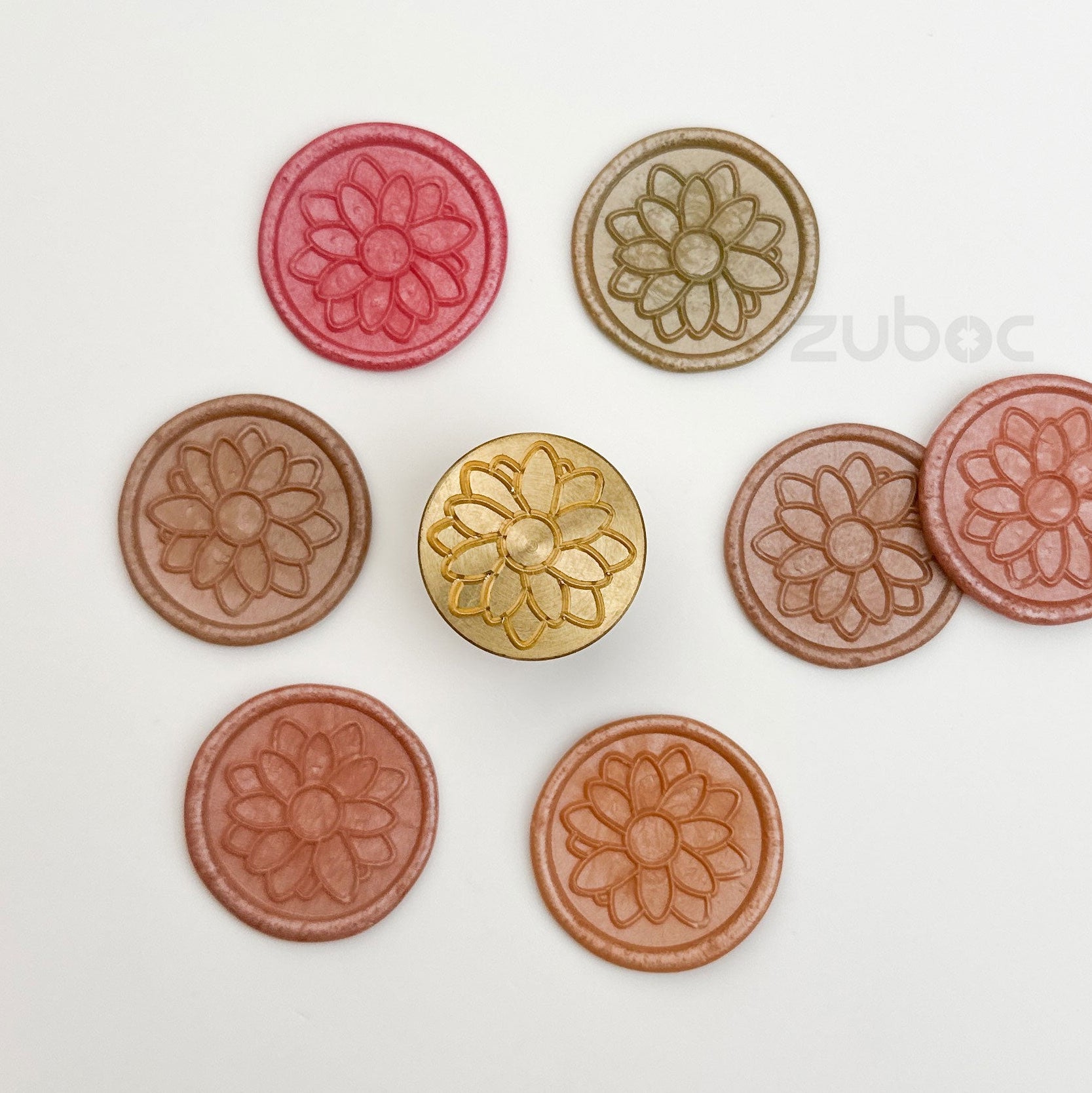 Sunflower wax stamp with wooden handle for handmade cards