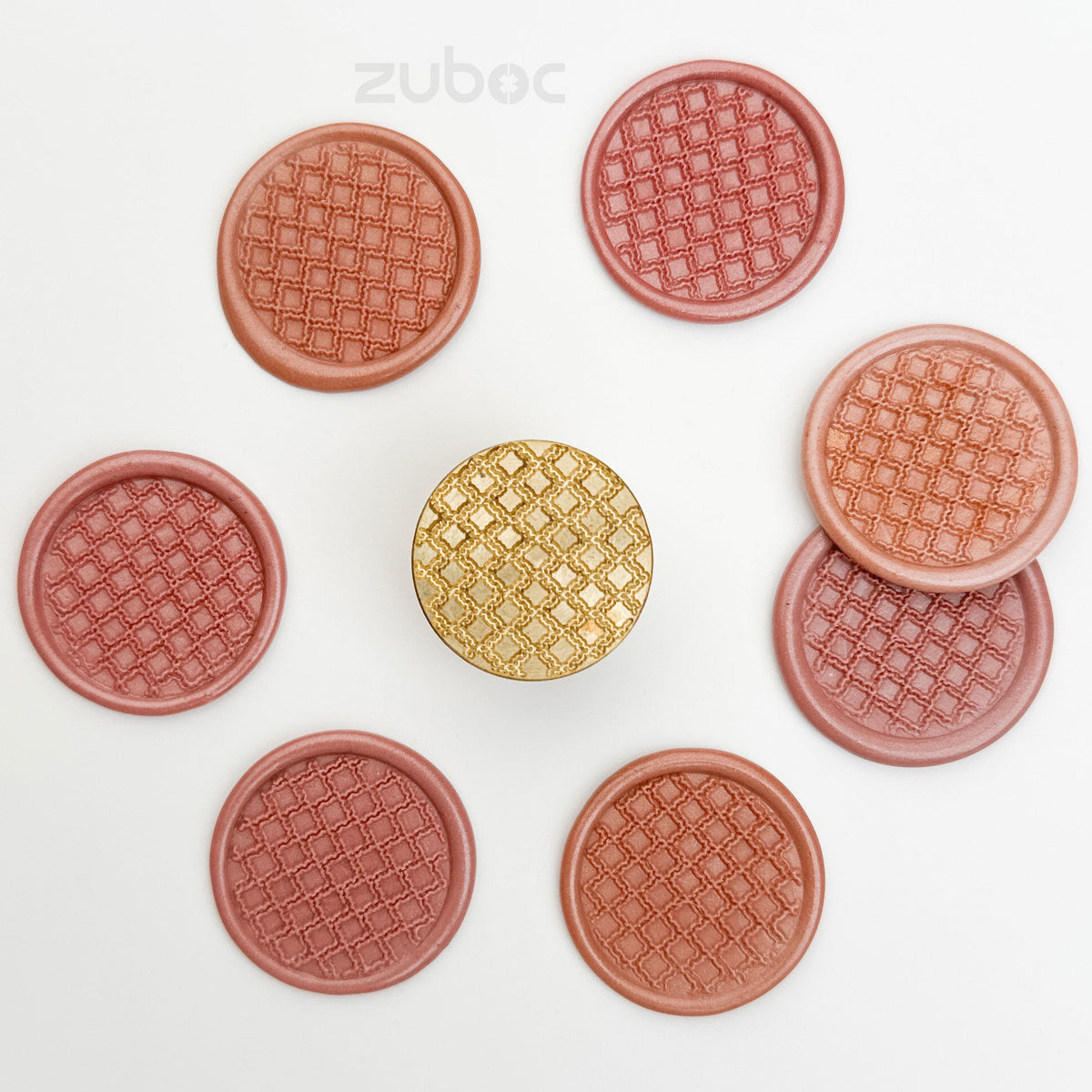 Tile Design Wax Stamp with Wooden Handle