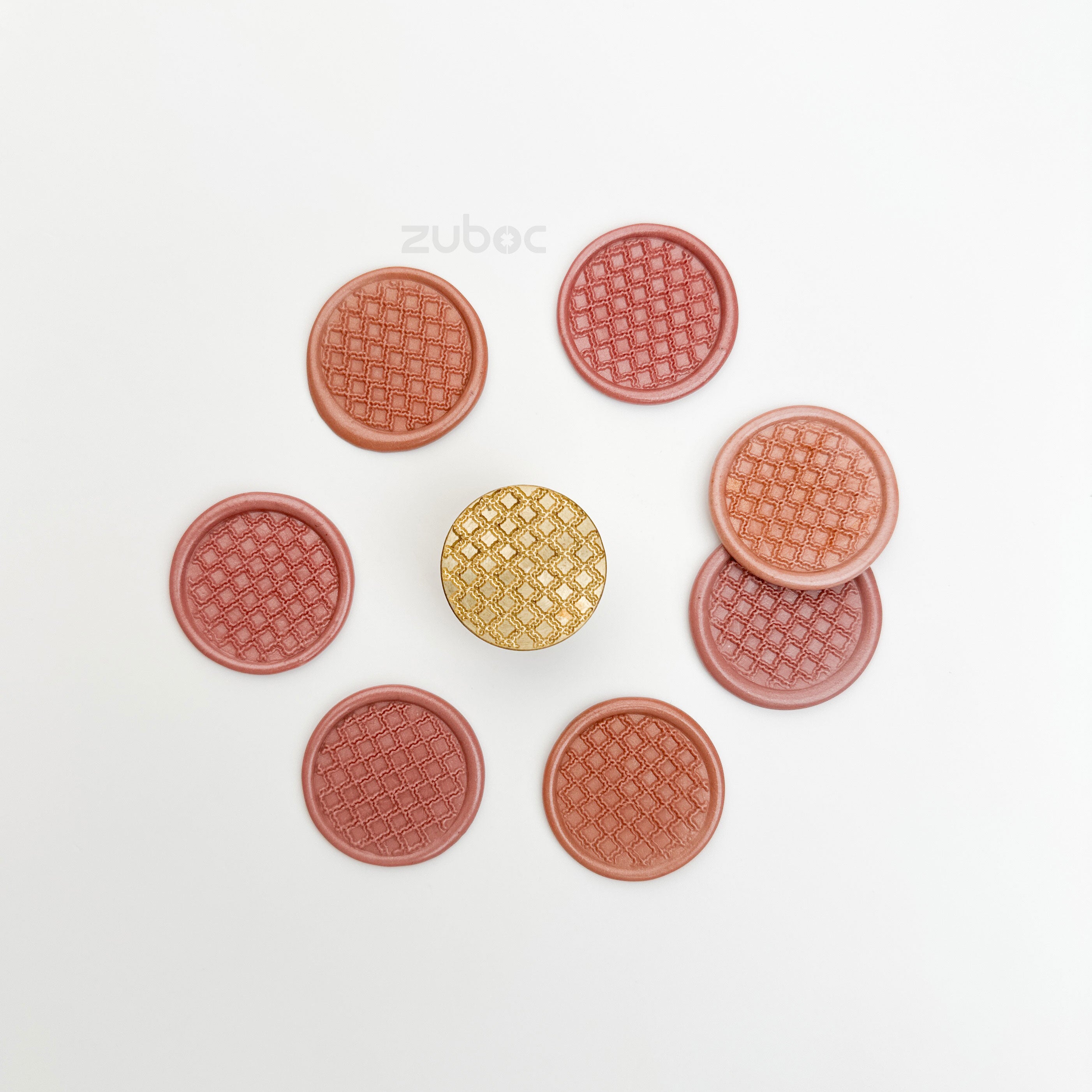 Tile Design Wax Stamp with Wooden Handle